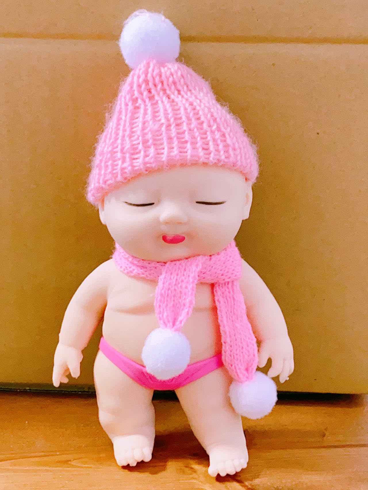 Amazon | アグリーベイビーズ チビ 帽&マフラー 14CM ピンク 赤ちゃん